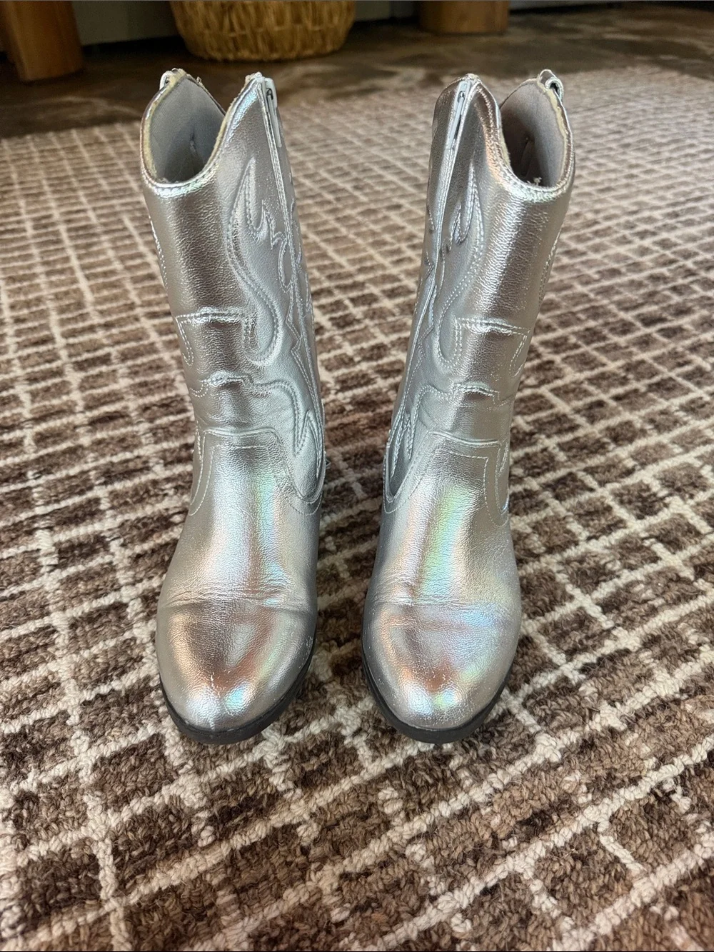 Sonoma Goods For Life Girls Silver Western Boots Size 4